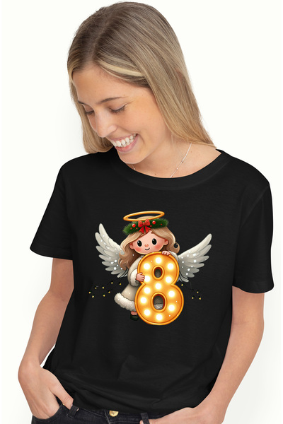 StoryGift Romania Tricou Femei Cu O Fetita Cu Aripi De Ingeras Care Tine Cifr...