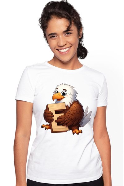 StoryGift Romania Tricou Femei Cu Un Vultur Cu Litera "e", Ilustratie, Scoala...