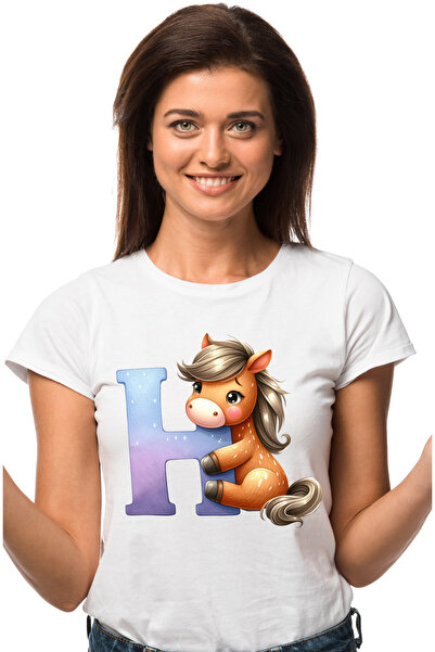 StoryGift Romania Tricou Femei Cu Un Calut Cu Litera "h", Ilustratie, Pentru ...
