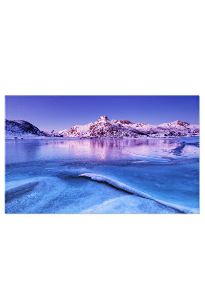 StoryGift Romania Tablou Canvas Culmea Muntelui Si Apa Lacului, Norvegia, Ghe...