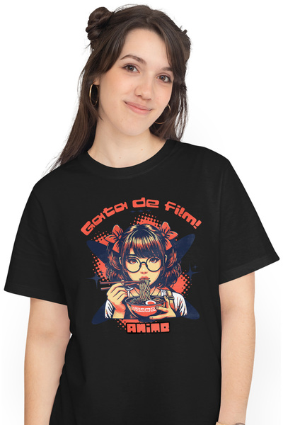 StoryGift Romania Tricou Femei Fata Mancand Sushi, Anime, Cultura Asiatica Cu...
