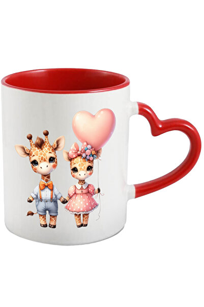 StoryGift Romania Cana Cu 2 Girafe Care Se Tin De Maini | Balon Roz In Forma ...