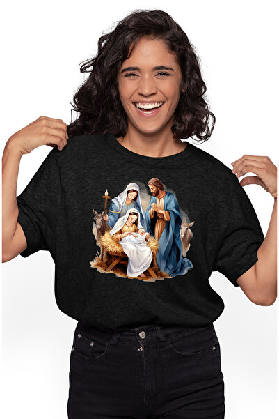 StoryGift Romania Tricou Femei Cu Scena Nasterii Mantuitorului, Ilustratie, P...