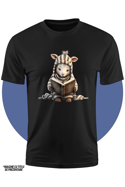 StoryGift Romania Tricou Copii Cu Un Ied Care Citeste Dintr-o Carte, Ilustratie, Invata, Lectura, Haine Groa