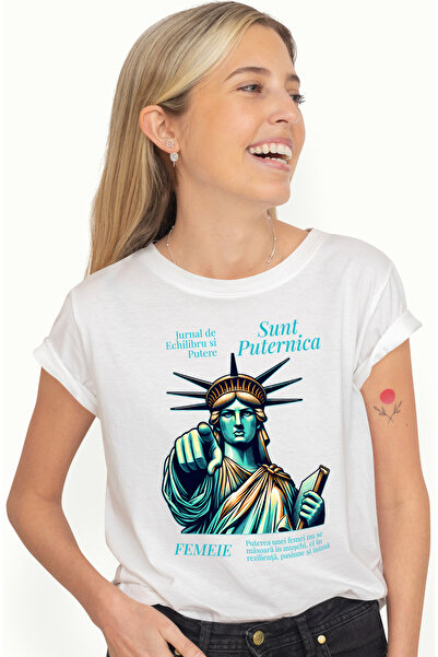 StoryGift Romania Tricou Femei Statuia Libertati Mesaj Motivational Femei, Su...