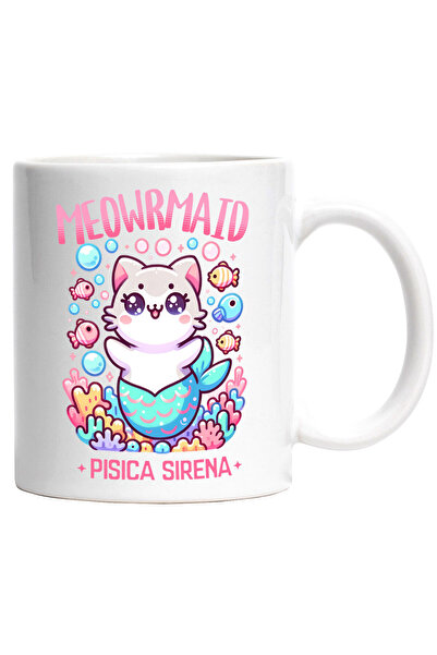 StoryGift Romania Cana Cu Sirena Vesela Pisica Cu Coada Albastra Pesti Colora...