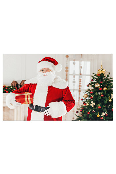 StoryGift Romania Tablou Canvas Mos Craciun In Costum Traditional Rosu, Tinan...