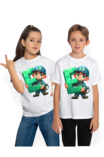 StoryGift Romania Tricou Copii Cu Un Muncitor Care Tine Litera "e", Ilustrati...