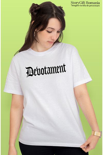 StoryGift Romania Tricou Femei Devotament, Mesaj Motivational, Cuvant, Text Inspirational, Self Ca Wht_l