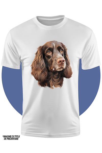 StoryGift Romania Tricou Copii Cu Un Catel Maro Serios, Ilustratie, Putin Trist, Afectiune, Pentru Iubitorii