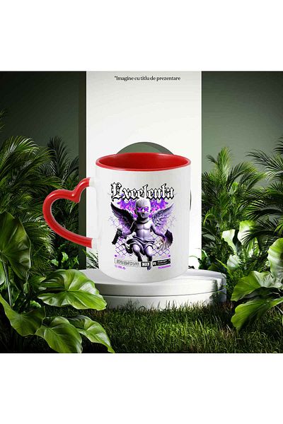 StoryGift Romania Mug with Child with Wings Gun Money Banknotes Motivational Text Excellence, Ceramic,, With ,STG
