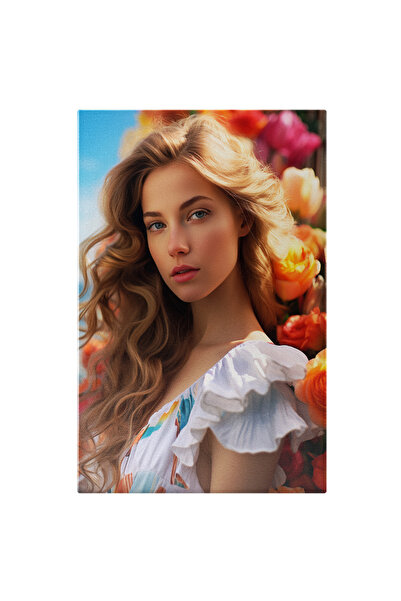 StoryGift Romania Tablou Canvas: Portret Feminin Fata Cu Parul Blond Si Ochii...