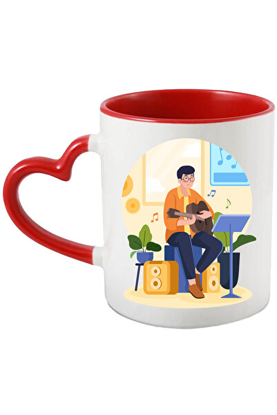 StoryGift Romania Cana Cu Muzician, Chitara, Boxe, Note Muzicale, Discuri, Mu...