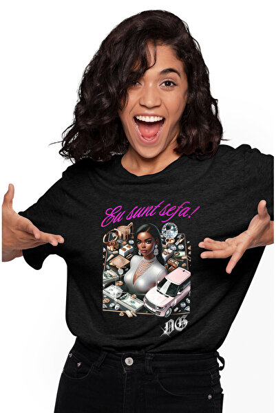 StoryGift Romania Tricou Femei Fata Bogata Avere Masina Roz Pudra Text Eu Sun...