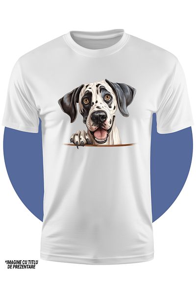 StoryGift Romania Tricou Copii Cu Un Caine Jucaus, Privire Surprinsa, Ilustratie, Pentru Iubitorii De Caini,