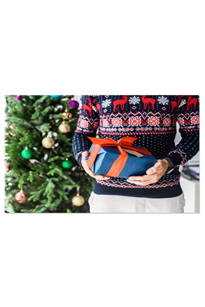 StoryGift Romania Tablou Canvas Spirit Festiv Barbatul In Pulover De Craciun Cu Cadouri, Intro Atmosfera Plina De