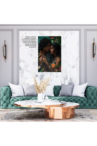 StoryGift Romania Tablou Canvas: Portret Cuplu Îmbrățișați În Apă Cu Flori- Fotografie Romantică Și Natură Pict