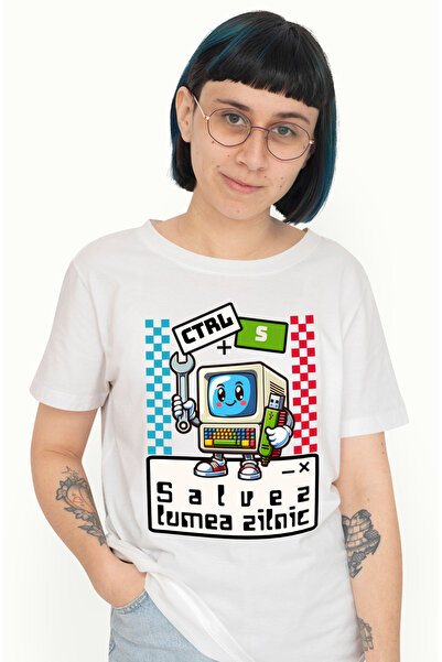 StoryGift Romania Tricou Femei Calculator Vesel Text Ctrl S Salvez Lumea Ziln...