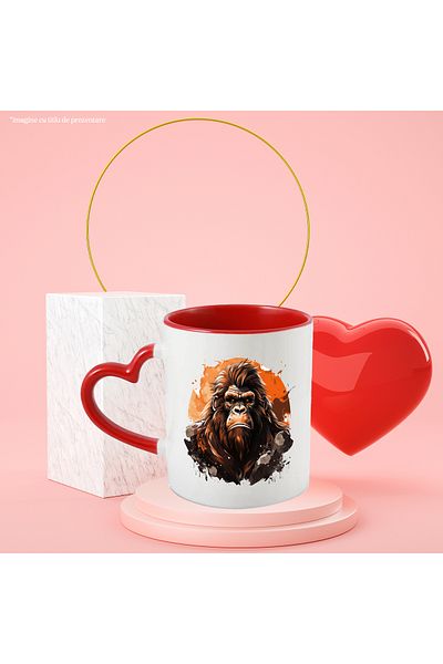 StoryGift Romania Gorilla Mug, Illustration, Animal, Sunset, Paint, Fur, Multicolor 330 ml, Wax, With ,STG