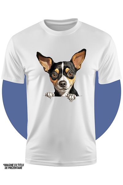 StoryGift Romania Tricou Copii Cu Un Caine Timid, Ilustratie, Se Uita Curios, Are Nevoie De Grija, Pentru Iu