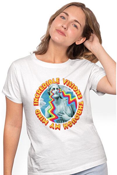 StoryGift Romania Tricou Femei Cu Mesajul Incredible Vision Through My Mind, Text In Engleza, Stat Wht_l