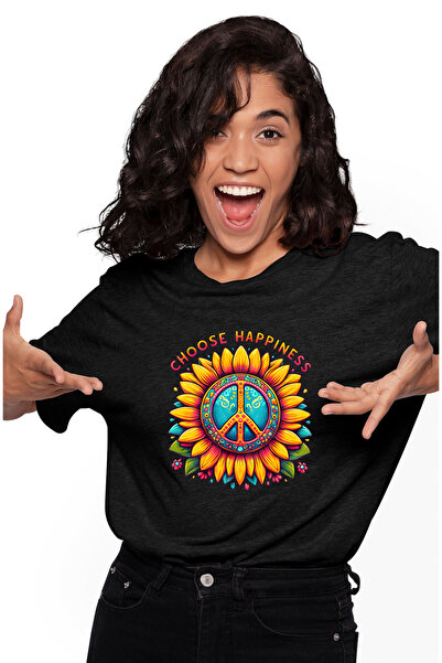 StoryGift Romania Tricou Femei Cu Semnul Pacii In Floarea-soarelui Cu Mesajul...