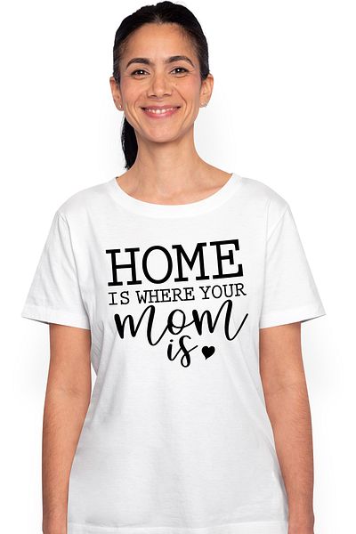 StoryGift Romania Tricou Femei cu mesajul in engleza "Home is where your mom is" - "acasa" este lo WHT_L