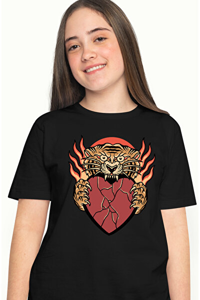 StoryGift Romania Tricou Femei Cu Tigru, Inima, Flacari, Muscatura, Crapaturi...