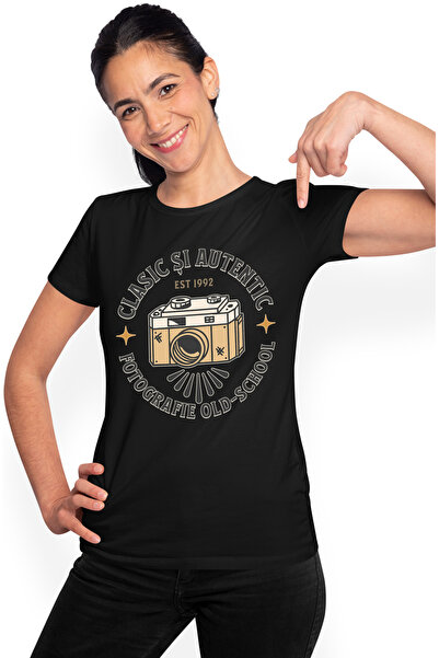 StoryGift Romania Tricou Femei Clasic Si Autentic Fotografie Old School Vinti...