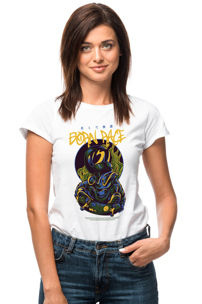 StoryGift Romania Tricou Femei Cu Om In Costu De Astronaut In Aer Pe Placa De...