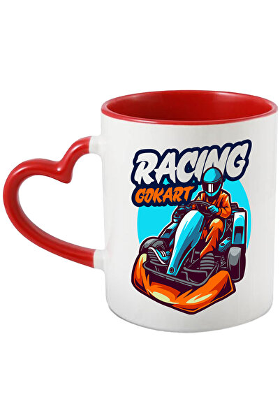 StoryGift Romania Cana Cu Mesaj In Engleza Racing Gokart, Masina, Sofer, Casca, Multicolor 330 Ml,, Cu Maner Inim Stg