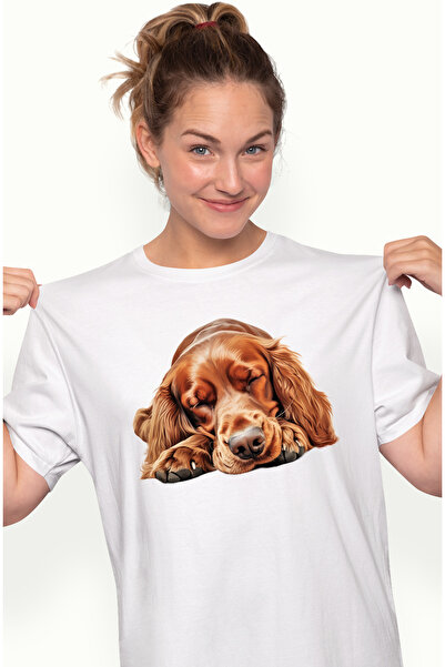 StoryGift Romania Tricou Femei Cu Un Caine Maroniu Care Doarme Lat, Ilustratie, Obosit, Lenes, Ora Wht_l