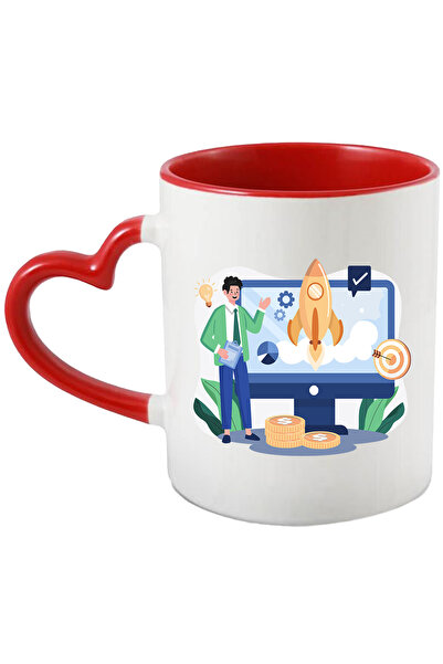 StoryGift Romania Cana Cu Prezentare, Racheta, Bani, Tinta, Idee, Multicolor 330 Ml, Ceramica Cu M, Cu Maner Inim Stg