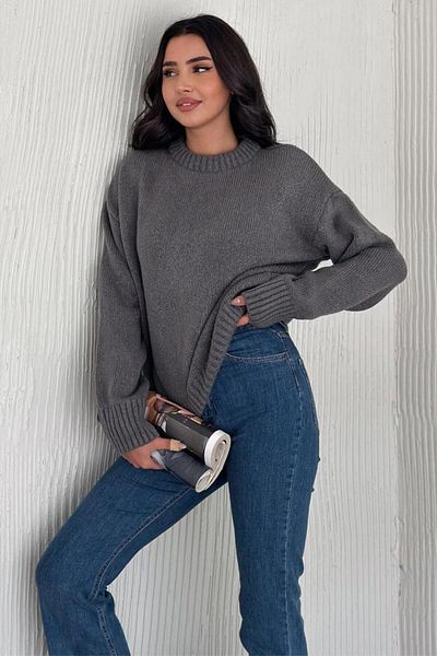 Moda Amore Tricotaj de damă Pulover de tricotaj supradimensionat cu gât crew 110