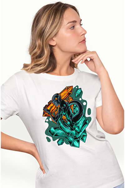StoryGift Romania Tricou Femei Cu Extraterestru, Reptila Cristale, Sci Fi, Ar...