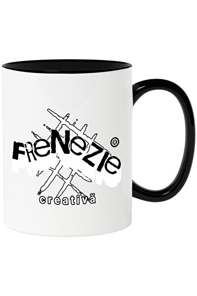 StoryGift Romania Cana Arta Abstracta Text Frenezie Creativă, 330ml, Ceramica...