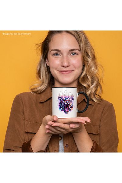 StoryGift Romania Angry Lion with Tiger Fangs Mug Hunter by Instinct, 330ml, Ceramic with Handle Ne, With, STG.