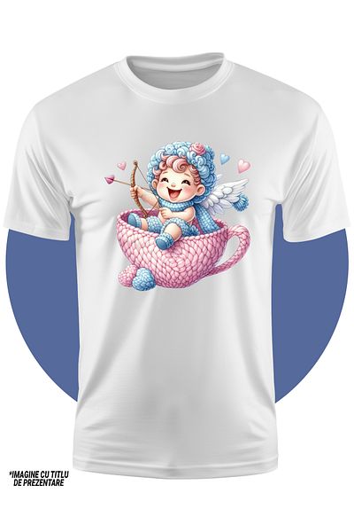 StoryGift Romania Tricou Copii Cu Un Bebelus Cupidon, Ilustratie, Lana, Aripi, Valentine's Day, Bucurie, Ind