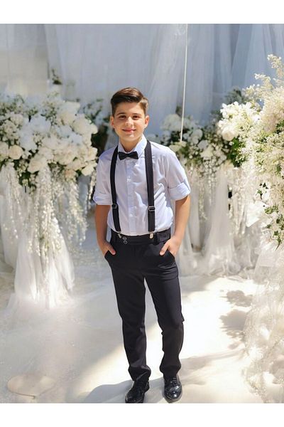N.S.K NEWSTAR KİDS Boy's Suit with Bow Tie and Strap Shirt