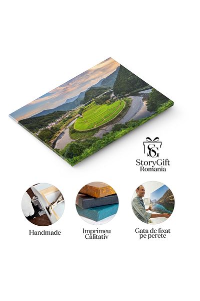 StoryGift Romania Tablou Canvas: Peisaj Asiatic, Agricultura Si Punte In Japonia, Ferma La Amurg