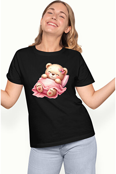 StoryGift Romania Tricou Femei cu o ursoaica, ilustratie, zambeste, doarme, p...