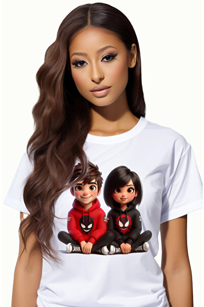 StoryGift Romania Tricou Femei cu o fata si un baiat, ilustratie, prietenie, ...