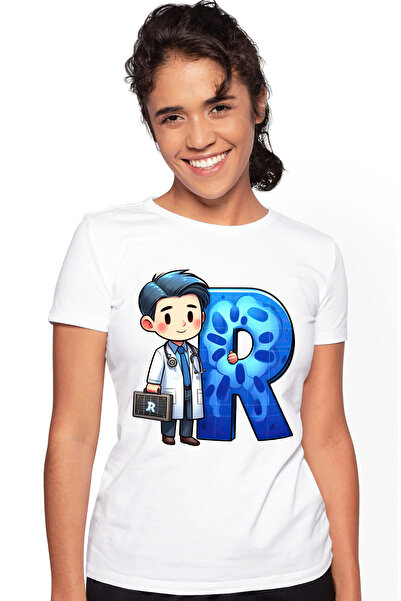 StoryGift Romania Tricou Femei cu un doctor care tine litera "R", ilustratie,...