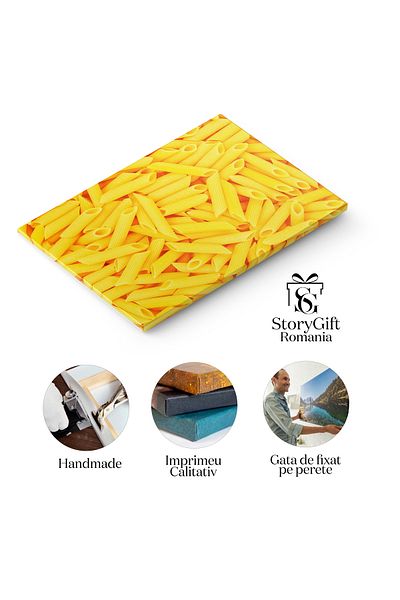 StoryGift Romania Tablou Canvas Penne Rigate Macaroane, Paste, Crud, Fundal, Fluture, Abstract 2542