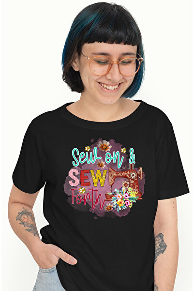 StoryGift Romania Tricou Femei cu mesajul "Sew on & sew forth", profesie, ilu...