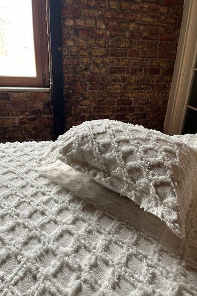 KAYALI HOME Bohem Çift Kişilik Yatak Örtüsü Ekru