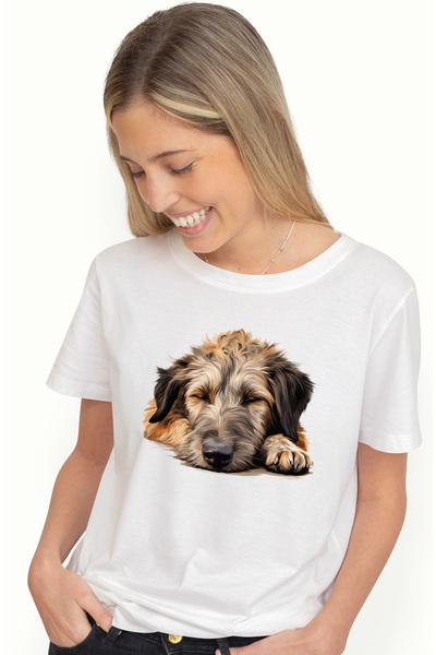 StoryGift Romania Tricou Femei cu un caine blanos care a atipit, ilustratie, ...