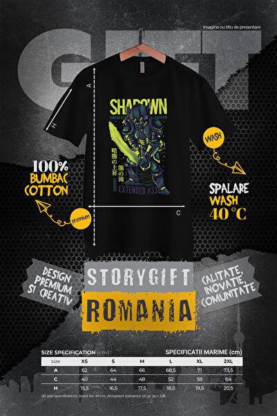 StoryGift Romania Tricou Femei Cu Text In Engleza Shadown Knight, Cavaler Cu Sabie Stralucitoare, BLK_L