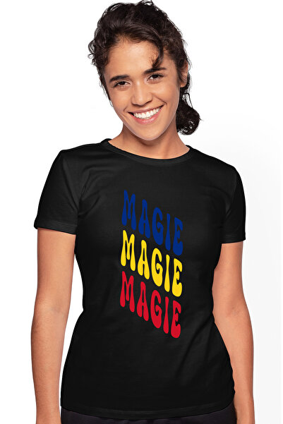 StoryGift Romania Tricou Femei Cuvantul Magie, in Culorile Steagului Romaniei...