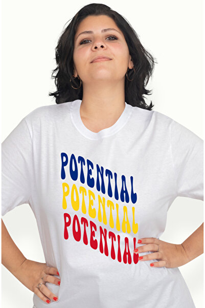 StoryGift Romania Tricou Femei Cuvantul Potential, in Culorile Steagului Roma...